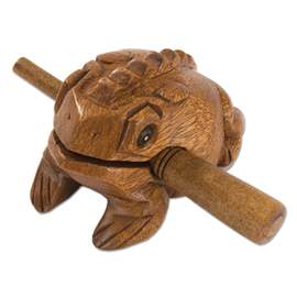 Percussion Plus Honestly Made painted frog guiro with scraper