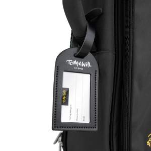 Tom & Will leather luggage tag - Charcoal black