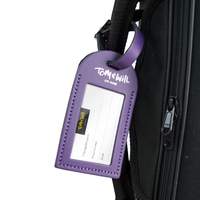 Tom & Will leather luggage tag - Deep purple
