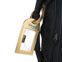 Tom & Will leather luggage tag - Gold