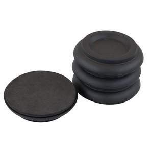 Set of 4 black wooden castor cups for upright piano