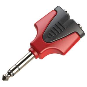 Roxtone deluxe splitter – 6.35mm stereo plug to 2 x 3.5mm stereo sockets
