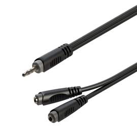 Roxtone splitter – 3.5mm stereo plug to 2 x 3.5mm stereo sockets