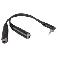 Roxtone splitter – 3.5mm right angle stereo plug to 2 x 6.35mm stereo sockets