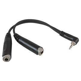 Roxtone splitter – 3.5mm right angle stereo plug to 2 x 6.35mm stereo sockets