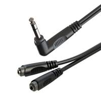 Roxtone splitter – 6.35mm stereo right angle plug to 2 x 3.5mm stereo sockets