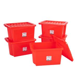 Percussion Plus plastic storage box with lid - 32 litres - 5 boxes