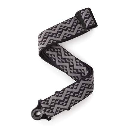 D'Addario Auto Lock Guitar Strap, Black Padded Geometric
