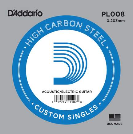 D'Addario PL008 Plain Steel Guitar Single String, .008