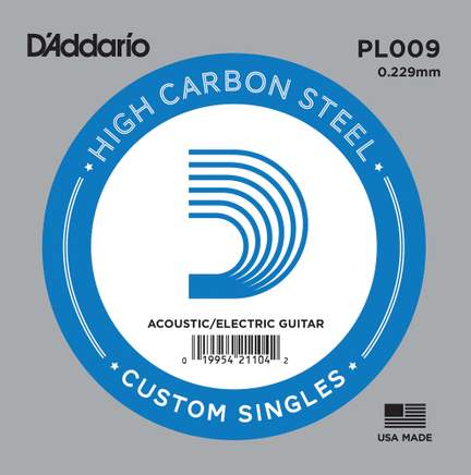 D'Addario PL009 Plain Steel Guitar Single String, .009