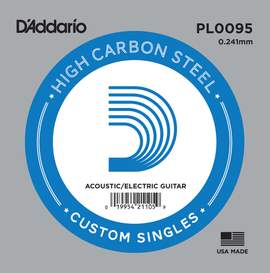 D'Addario PL0095 Plain Steel Guitar Single String, .0095