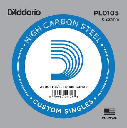 D'Addario PL0105 Plain Steel Guitar Single String, .0105