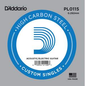 D'Addario PL0115 Plain Steel Guitar Single String, .0115