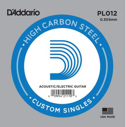 D'Addario PL012 Plain Steel Guitar Single String, .012