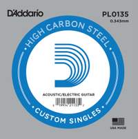 D'Addario PL0135 Plain Steel Guitar Single String, .0135
