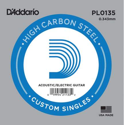 D'Addario PL0135 Plain Steel Guitar Single String, .0135