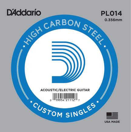 D'Addario PL014 Plain Steel Guitar Single String, .014