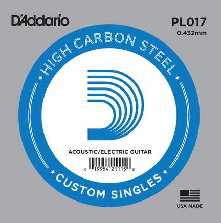 D'Addario PL017 Plain Steel Guitar Single String, .017