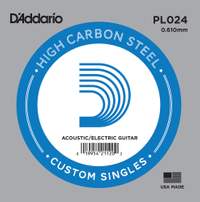 D'Addario PL024 Plain Steel Guitar Single String, .024