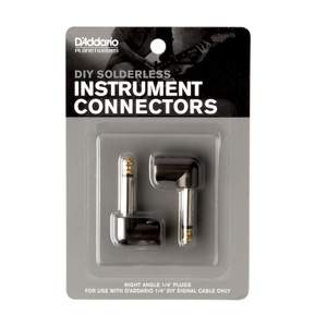 D'Addario Solderless 1/4" Right Angle Plug, 2-Pack