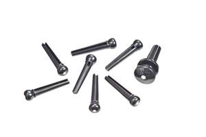 D'Addario Injected Molded Bridge Pins with End Pin Set, Ebony with Ivory Dot