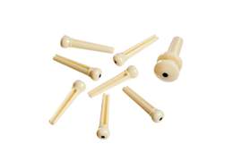 D'Addario Injected Molded Bridge Pins with End Pin, Set of 7, Ivory with Ebony Dot