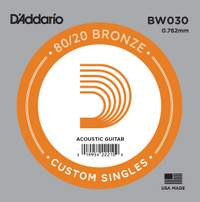 D'Addario BW030 Bronze Wound Acoustic Guitar Single String, .030