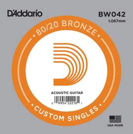 D'Addario BW042 Bronze Wound Acoustic Guitar Single String, .042