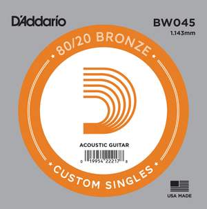 D'Addario BW045 Bronze Wound Acoustic Guitar Single String, .045
