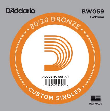 D'Addario BW059 Bronze Wound Acoustic Guitar Single String, .059
