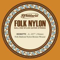 D'Addario BEB037W Folk Nylon Guitar Single String, Bronze Wound, Ball End, .037