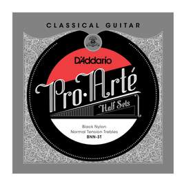 D'Addario BNN-3T Pro-Arte Black Nylon Classical Guitar Half Set, Normal Tension