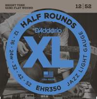 D'Addario EHR350 Half Round Electric Guitar Strings, Jazz Light, 12-52