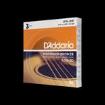 D'Addario EJ15-3D Phosphor Bronze Acoustic Guitar Strings, Extra Light, 3 Sets Product Image