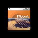 D'Addario EJ15-3D Phosphor Bronze Acoustic Guitar Strings, Extra Light, 3 Sets Product Image