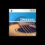 D'Addario EJ16-3D Phosphor Bronze Acoustic Guitar Strings, Light, 3 Sets Product Image