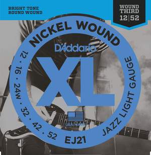 D'Addario EJ21 Nickel Wound Electric Guitar Strings, Jazz Light, 12-52