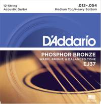 D'Addario EJ37 12-String Phosphor Bronze Acoustic Guitar Strings, Medium Top/Heavy Bottom, 12-54