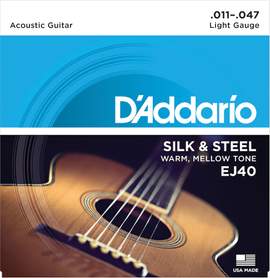 D'Addario EJ40 Silk & Steel Folk Guitar Strings, 11-47