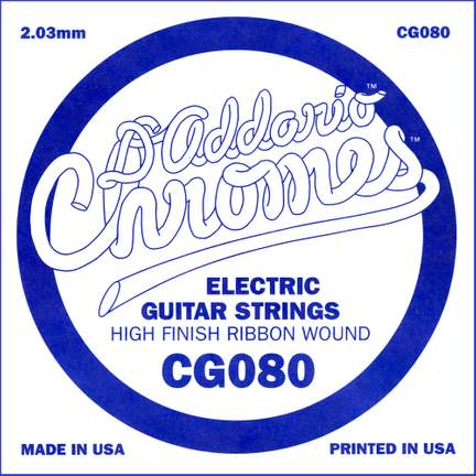 D'Addario CG080 Flat Wound Electric Guitar Single String, .080