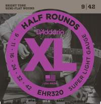 D'Addario EHR320 Half Round Electric Guitar Strings, Super Light, 9-42