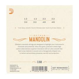D'Addario EJ80 Phosphor Bronze Octave Mandolin Strings, Medium, 12-46