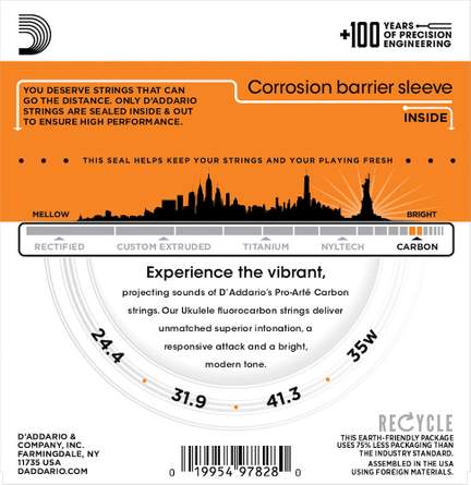 D'Addario EJ99B Pro-Arté Carbon Ukulele Strings, Baritone