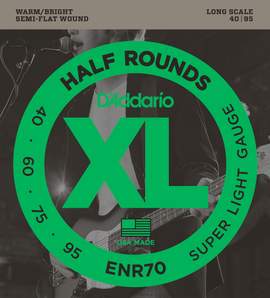 D'Addario ENR70 Half Round Bass Guitar Strings, Super Light,  40-95, Long Scale