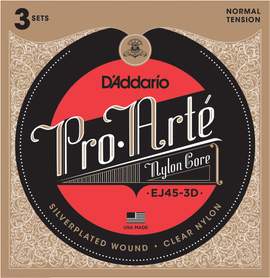 D'Addario EJ45-3D Pro-Arte Nylon Classical Guitar Strings, Normal Tension, 3 Sets 