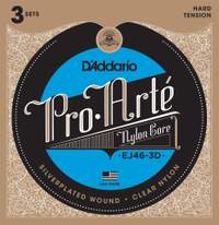 D'Addario EJ46-3D Pro-Arte Nylon Classical Guitar Strings, Hard Tension, 3 Sets
