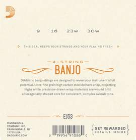 D'Addario EJ63 Tenor Banjo Strings, Nickel, 9-30