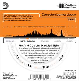 D'Addario EJ65B Pro-Arté Custom Extruded Nylon Ukulele Strings, Baritone