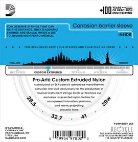D'Addario EJ65TLGPro-Arté Custom Extruded Nylon Ukulele Strings, Tenor Low-G