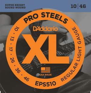 D'Addario EPS510 ProSteels Electric Guitar Strings, Regular Light, 10-46